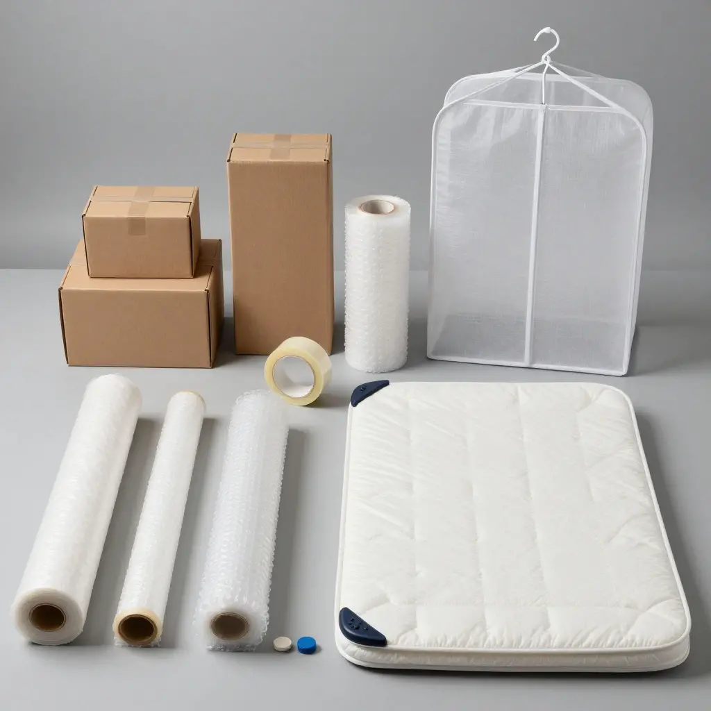  «Упаковочные материалы для квартирного переезда: коробки, плёнка, скотч, чехлы»