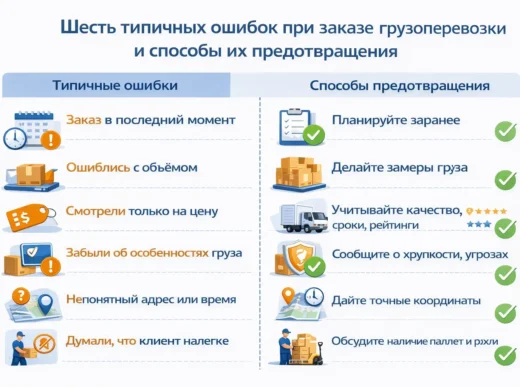 ошибки при заказе грузоперевозок